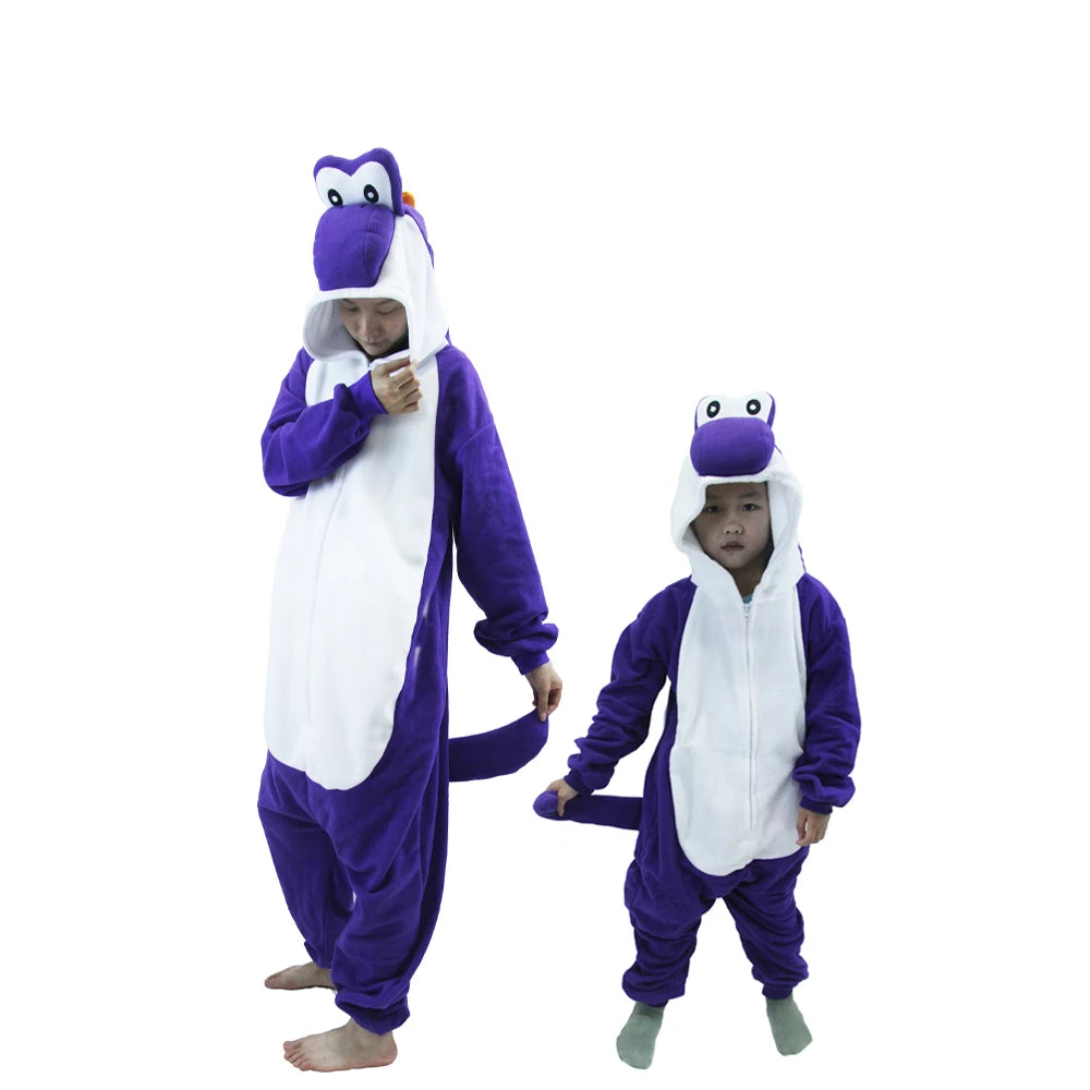 Colorful Yoshi Onesies Kigurumi Pajamas for Adult Unisex Fleece Pyjama Christmas Halloween Cosplay Cos Women Sleepwear Outfits