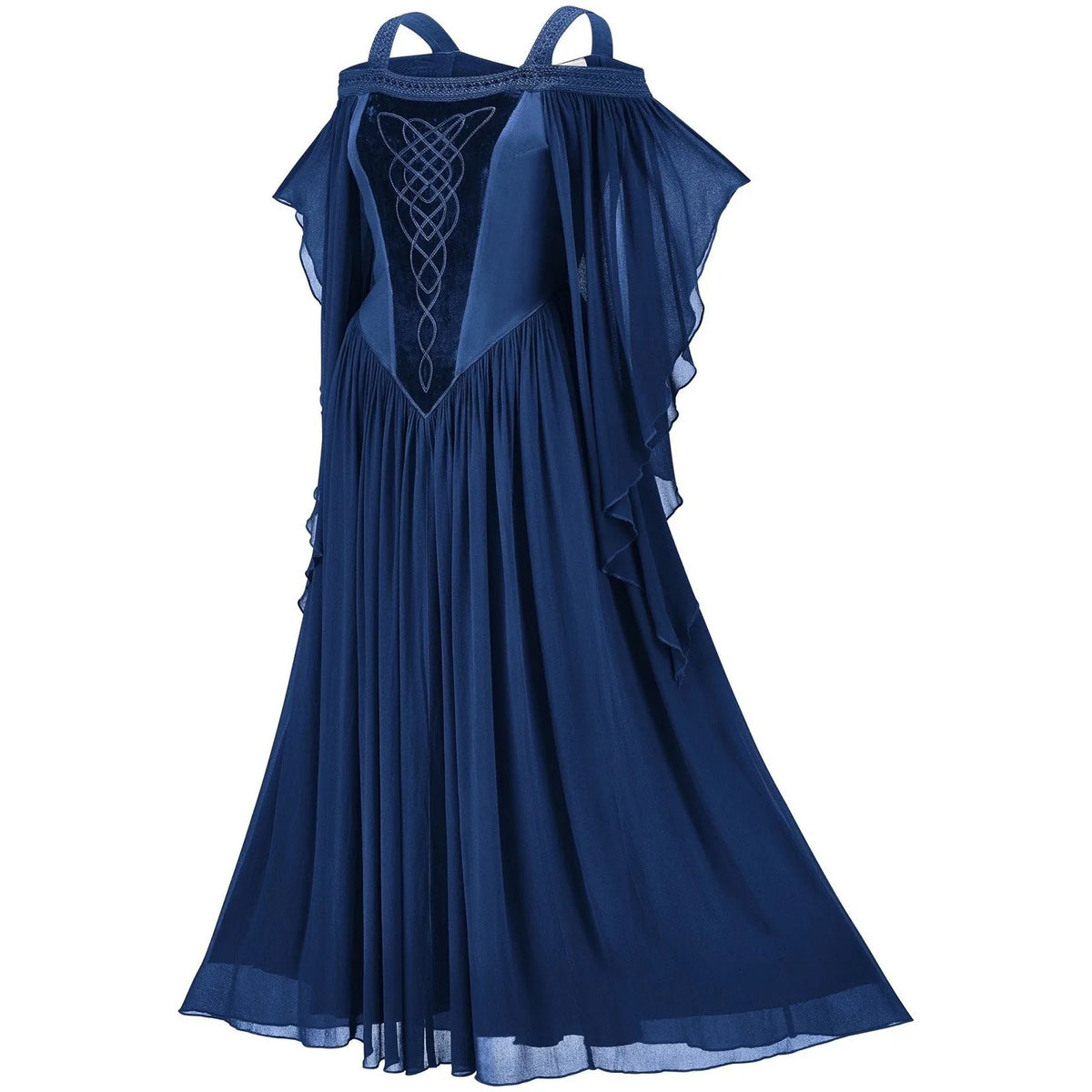 Medieval Witch Dress Women Halloween Carnival Party Fancy Dresses Cold Shoulder Butterfly Sleeve Cosplay Halloween Gothic Dress
