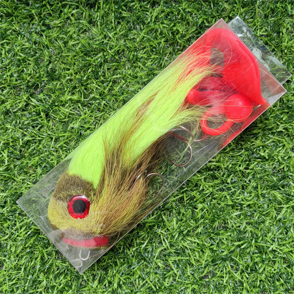 Fishing Lure 85g/23cm Artificial Fly Mouse Bait Bucktail Silicone Soft Big Deer Hair Rat Tackle Head Hooks Pike Bass Winter - Fishing Hooks from Linloft.
