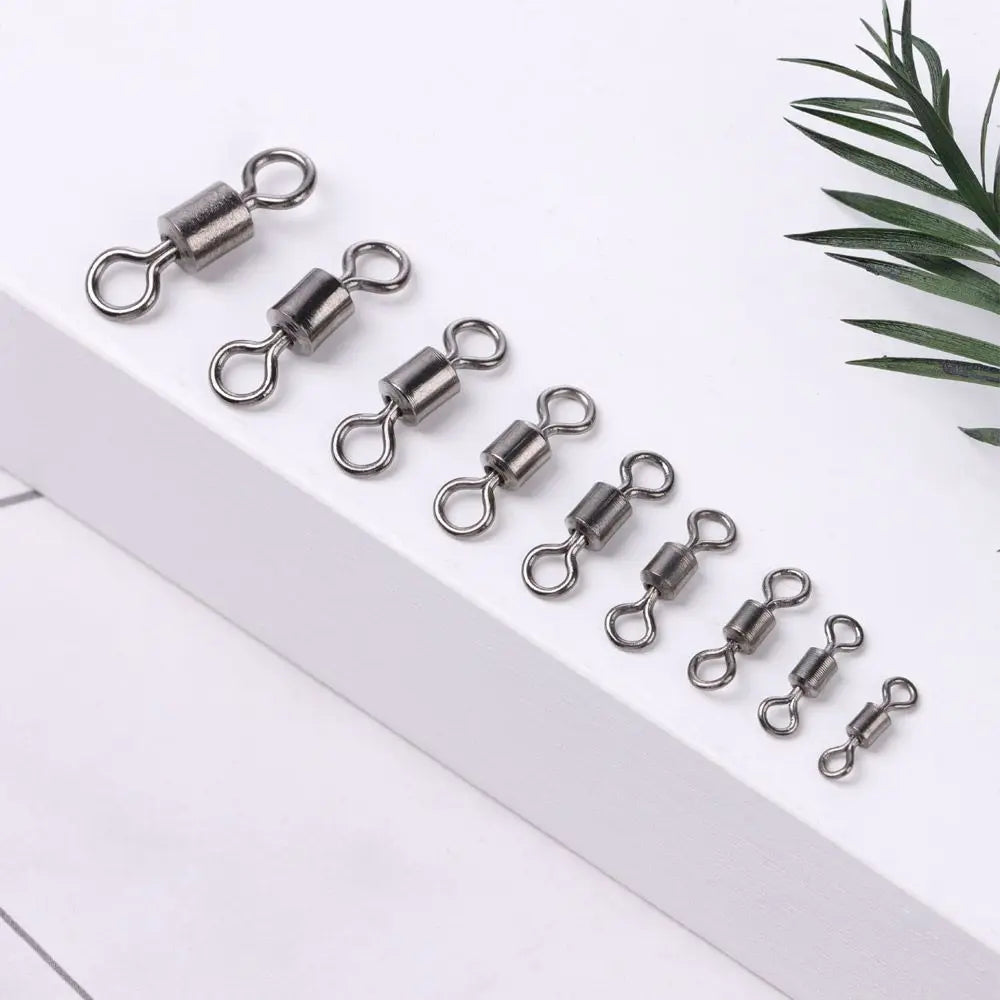 100Pcs Bearing Barrel Fishing Rolling Swivel Connector Rolling Swivels Fishing Connector Solid Ring Fishing Tackle Accessories