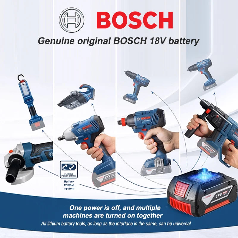 Original Bosch 18V 6.0Ah Lightweight Compact Genuine Battery, Perfect for DIY Home Repair, Fits BAT609G BAT610G GSR18V-LI Tools