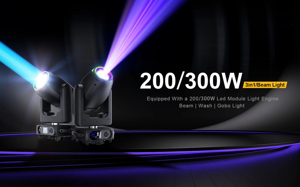 SHEHDS 200W/300W Beam/3in1 LED Moving Head Spot Wash Light  Professional For DJ Disco Wedding Concert Theater Wedding Christmas