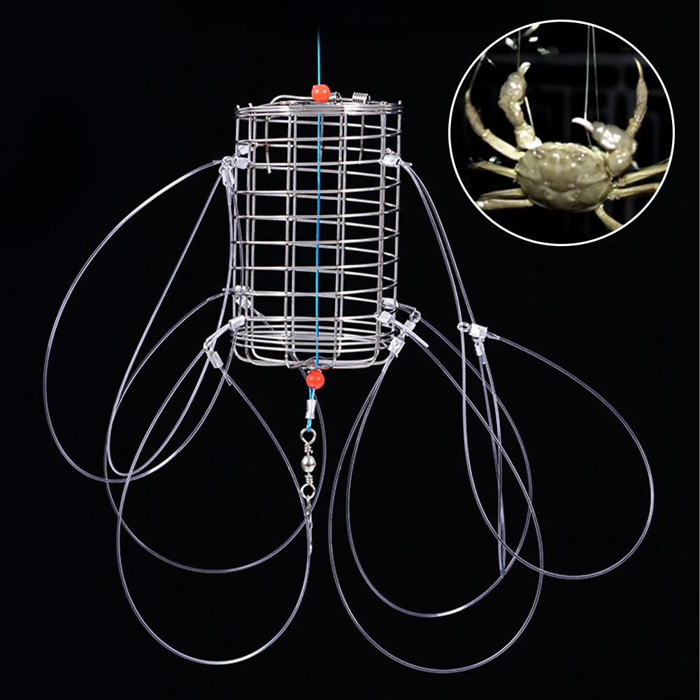 Crab Catching Tool Lure Trap Stainless Steel Bait Cage Fish Cage Feeder Fishing Tackle Suitable Crab Shrimp Crawfish Trap Cage