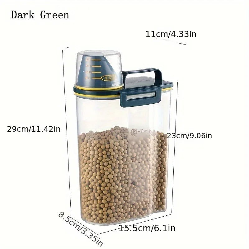 Dog Food Storage Cat Food Plastic Storage Tank with Measuring Cup Moisture-Proof Sealed Jar Pet Supplies Additions - Pet Supplies from Linloft.