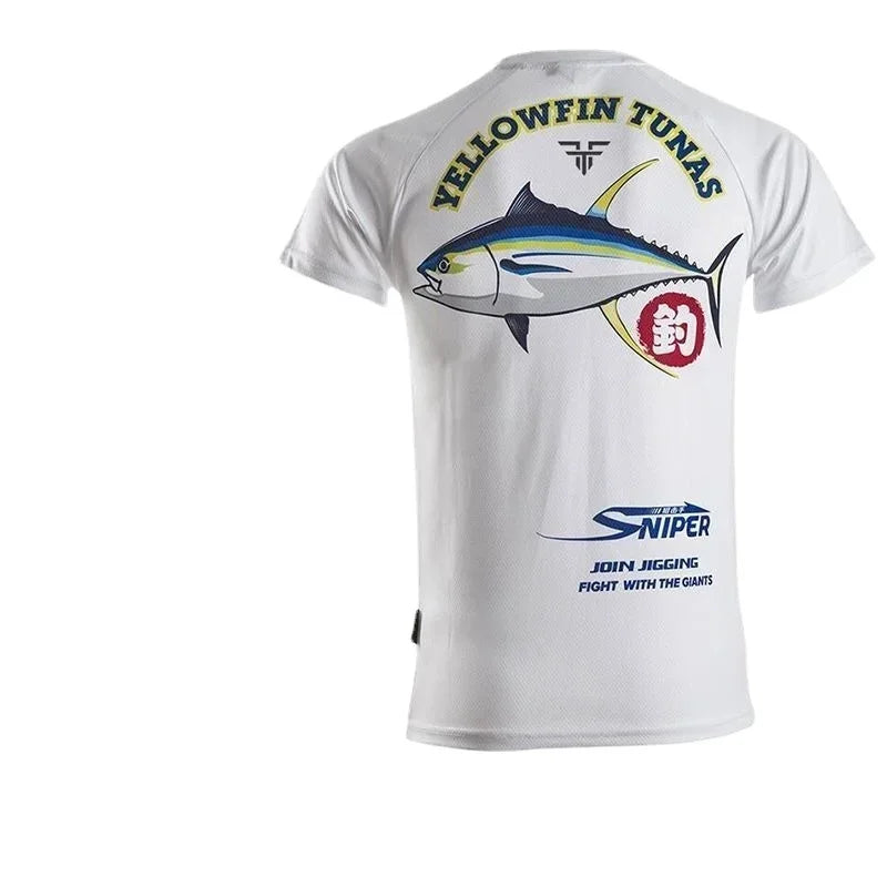 Short Sleeve Fishing Suit with Ice Silk, Quick Drying T-Shirt, Breathable Sun Protection, Lure Sea Fishing Clothes