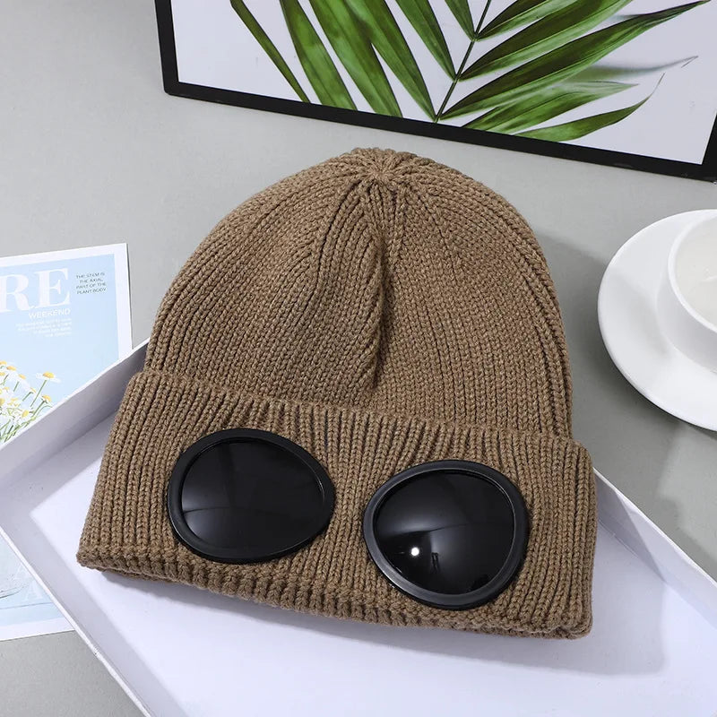 Stretchy Winter Hat Glasses Knitted Hat Windproof Winter Beanie Elastic Soft Warm Anti-slip Ear Protection Unisex Casual Hat - Apparel & Accessories from Linloft.