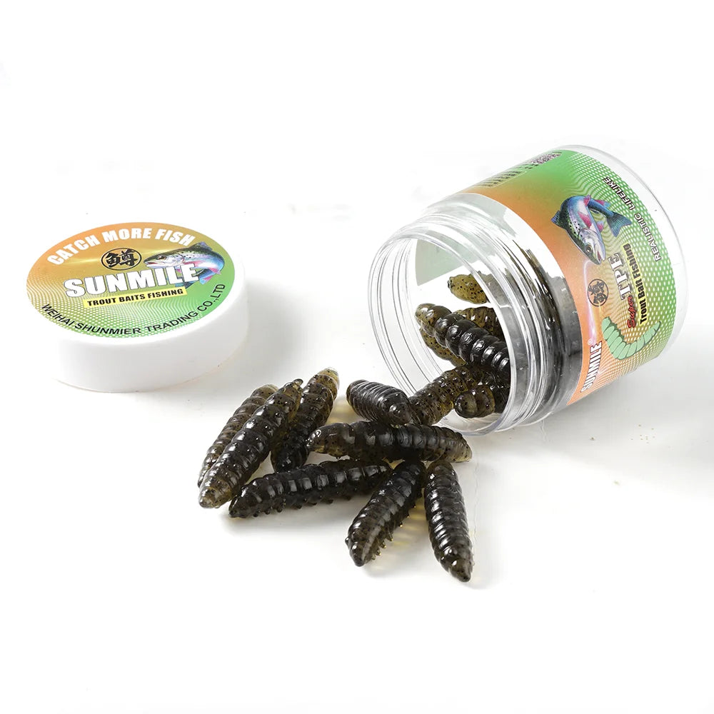 Shrimp-Scented Trout Worm Lures, 12-Pack - Fishing Tackle from Linloft.