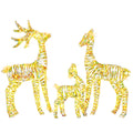 3-Piece Lighted Reindeer Family Christmas Decor – 110 Warm White LED, Iridescent Finish, Weatherproof Metal Frame, for Indoor/Outdoor Yard, Porch, Garden – Easy Assembly, Festive Holiday Display