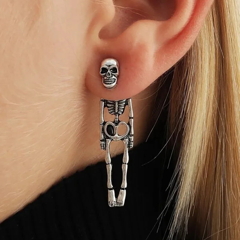 Spooky Skull and Skeleton Dangle Earrings - Earrings from Linloft.