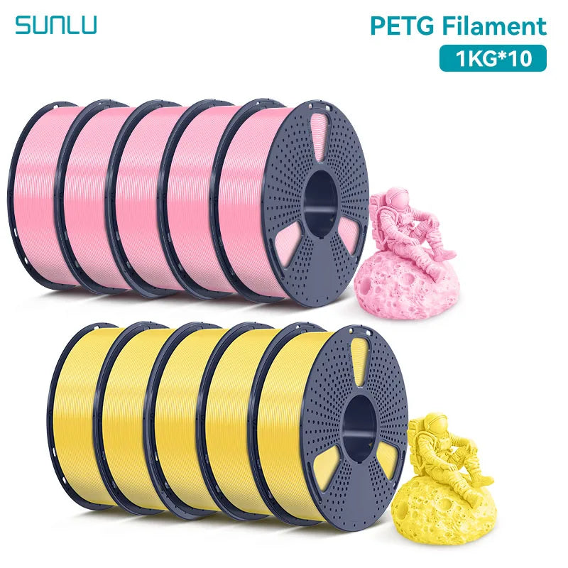 SUNLU PETG Filament 10KG 1.75MM 22LBS No Bubble Odorless Arrange Neatly Good Toughness BIodegradable High Transparency - 3D Printing Accessories from Linloft.