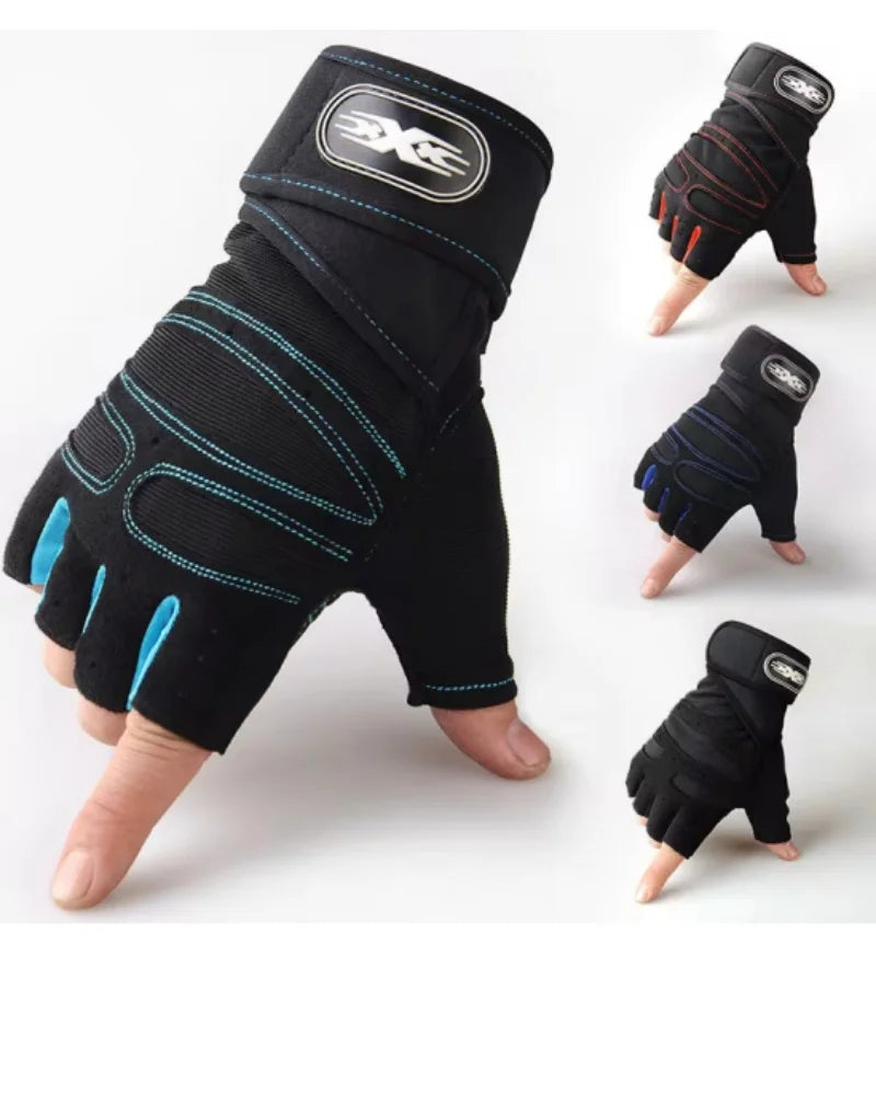 Half Finger Gym Gloves with Wrist Wrap - Fitness & Sporting Equipment from Linloft.