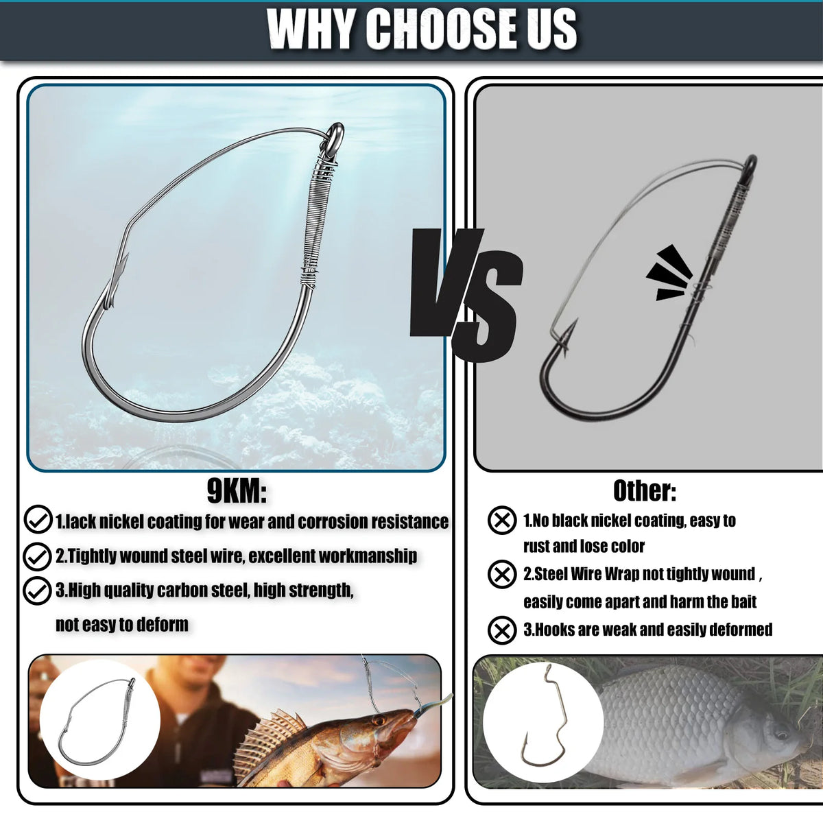 Weedless Drop Shot Hooks - Fishing Hooks from Linloft.