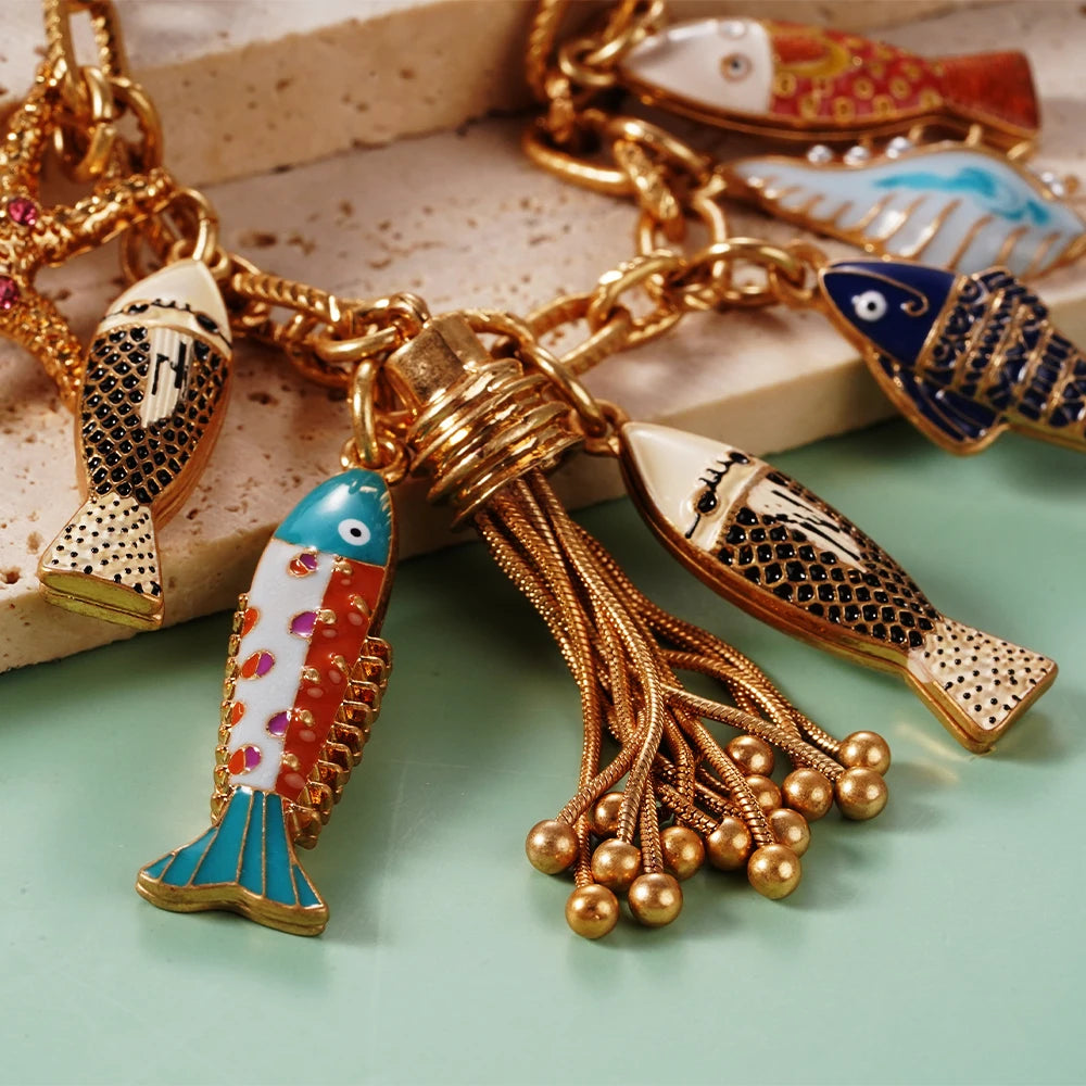Jelly Fish charm Bracelet Bohemian Starfish Fish Tail Women Jewelry  WealthyBoo Official-Website