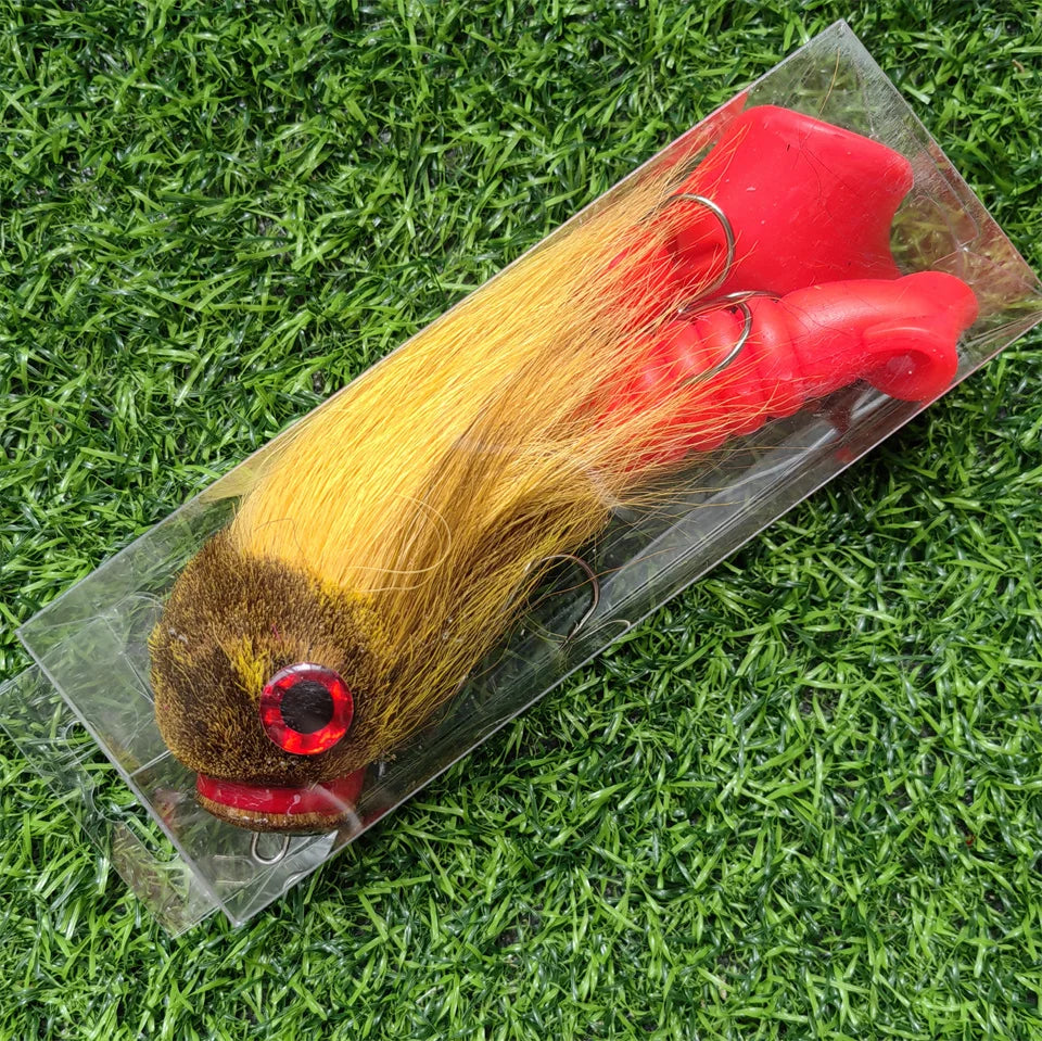 Fishing Lure 85g/23cm Artificial Fly Mouse Bait Bucktail Silicone Soft Big Deer Hair Rat Tackle Head Hooks Pike Bass Winter - Fishing Hooks from Linloft.