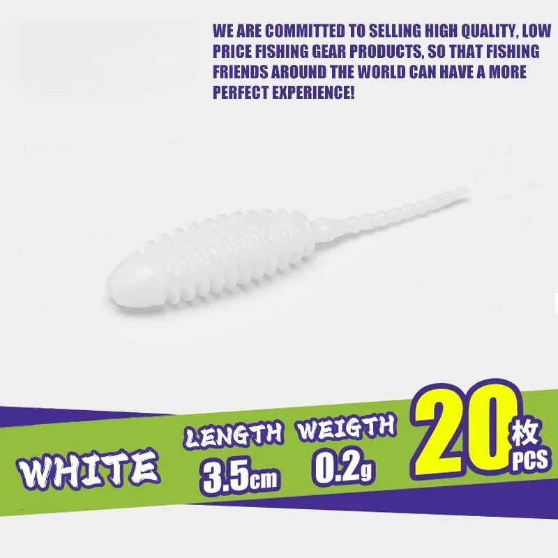 20pcs Artificial Soft pvc Lure Tantalizing Tiny Worm Bait Swimbait Wobblers for Bass Pike Fishing Silicone Tantal Worms - Fishing Tackle from Linloft.