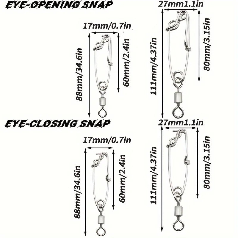 5pcs Longline Fishing Swivel Snap, Stainless Steel Longline Snap Swivels, Fishing Accessories, Eye-opening And Eye Closing Pin