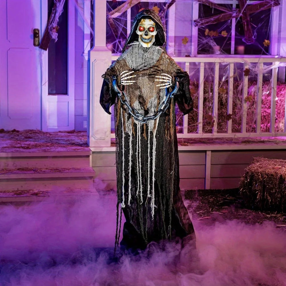 Life-Size Animated Grim Reaper Halloween Prop - Seasonal & Holiday from Linloft.