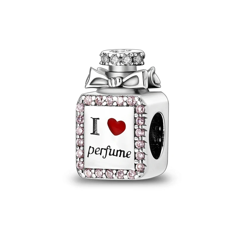 MULA Pink 925 Sterling Silver Charms Pendant Perfume Dreamcatcher Heart Love Beaded Fit Original Bracelet Women DIY Jewelry Gift - Bracelets from Linloft.