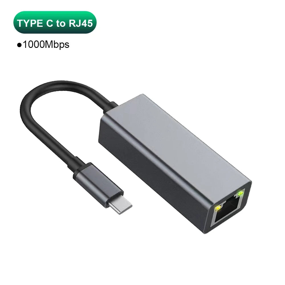 Kebidumei USB Type C Wired Ethernet Gigabit Adapter 1000Mbps USB3.0 RJ45 Network Card For MacBook PC Window Android Lan Internet