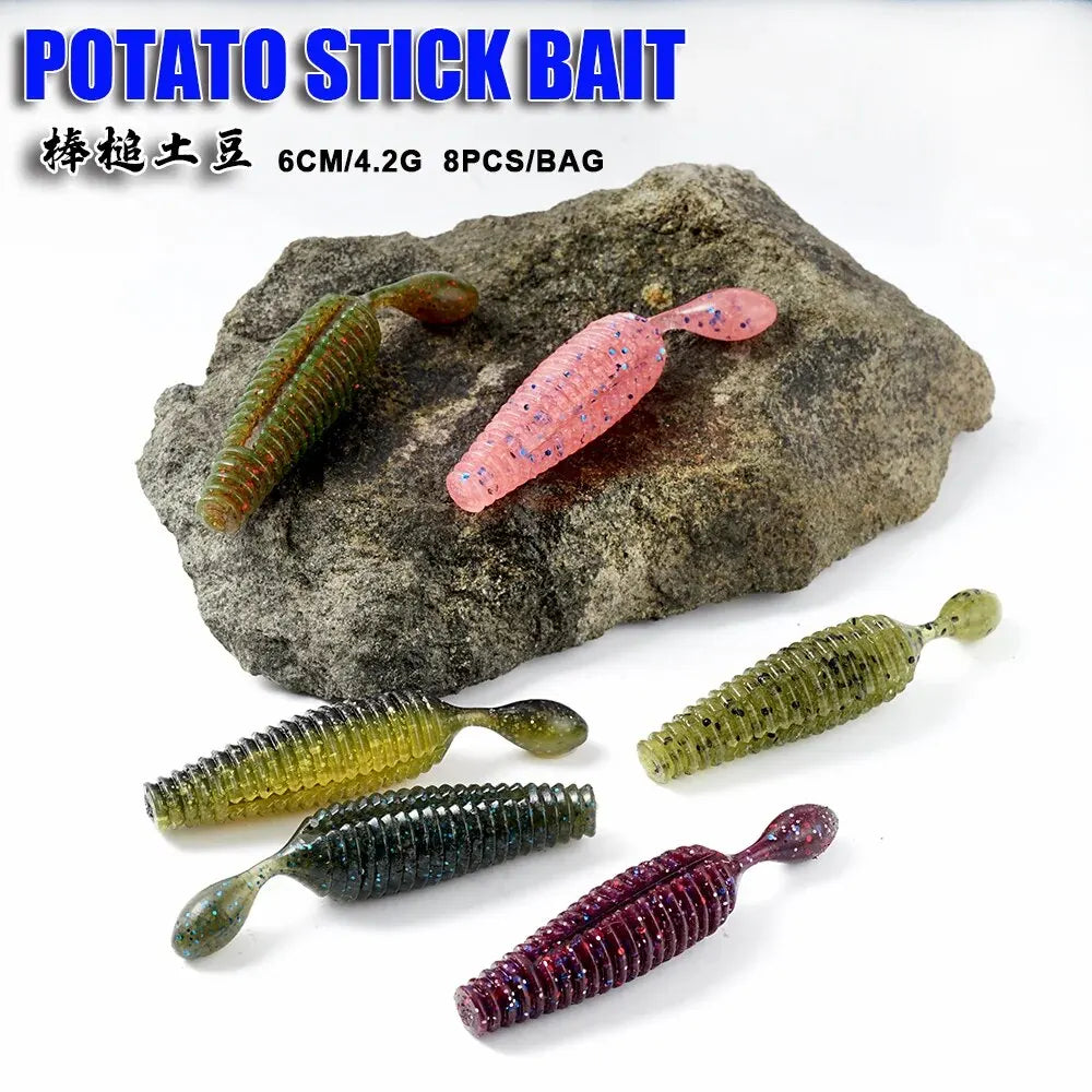 SUNMILE Stick Bait 6cm4.2g Casting Heavy Weighted Soft Plastic Lures Worm Artificial Bait Silicone Shad Lure For Bass Fishing