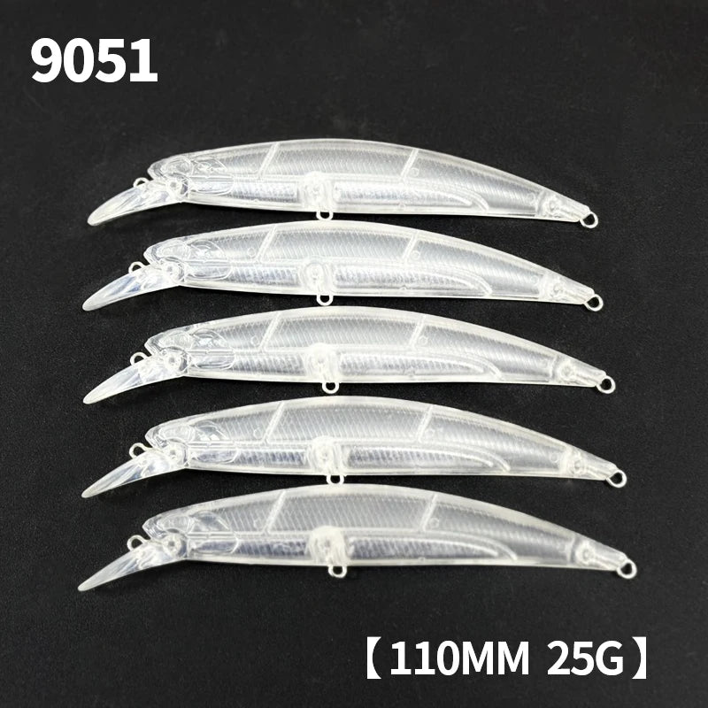 20Pcs Unpainted Minnow Lures 110mm 25g Heavy Weight Sinking Bait Long-range Fishing Bait for Sea Bass Twitch Artificial Bait