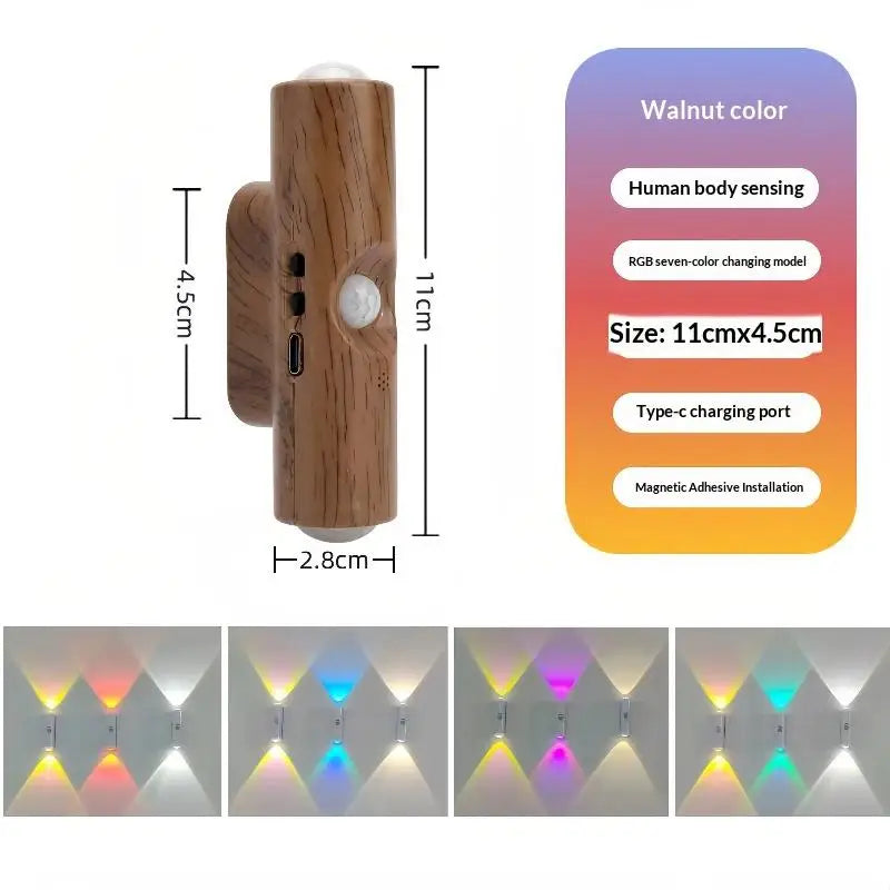 [J] Rechargeable Magnetic Wall Lamp LED Motion Sensor Light Color Night Light Automatic Room Lights