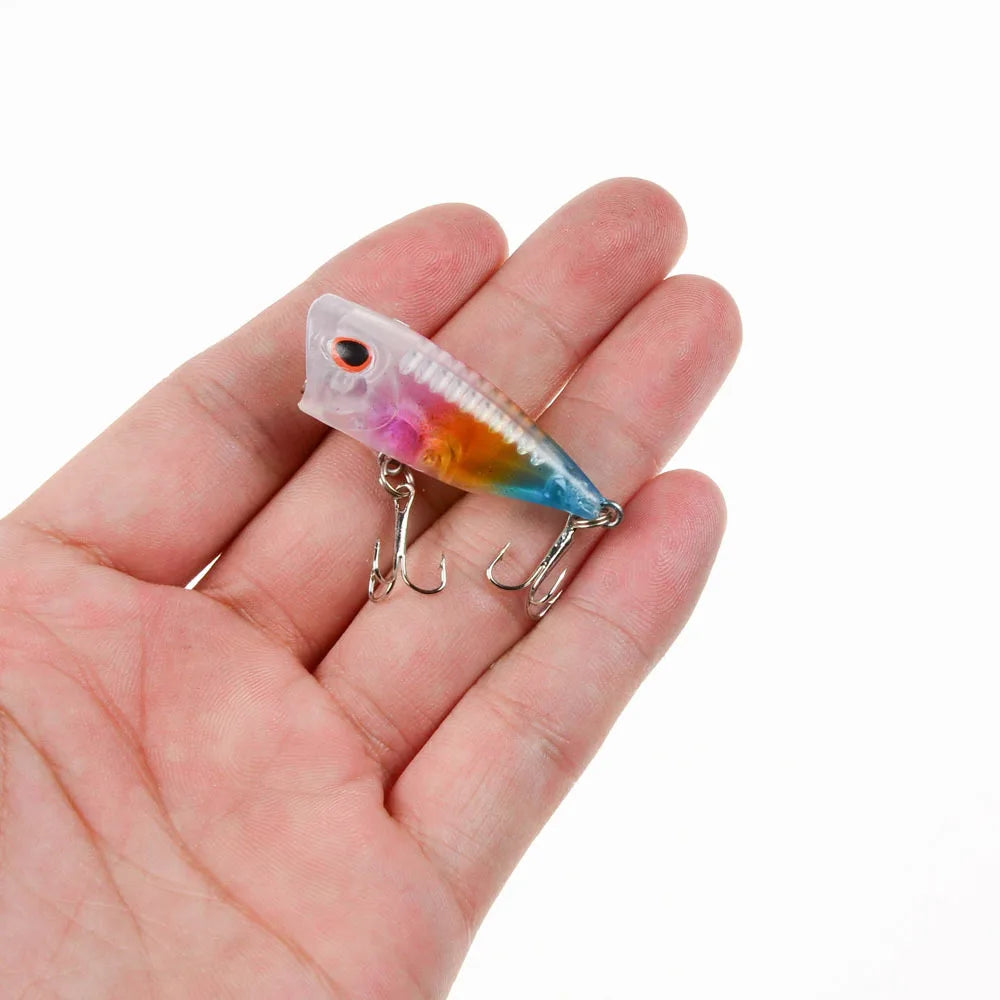 1pcs Fishing Lures 4cm 3.3g Topwater Popper Bait 11 Color Hard Bait Artificial Wobblers Plastic Fishing Tackle With 12# Hooks - Fishing Hooks from Linloft.