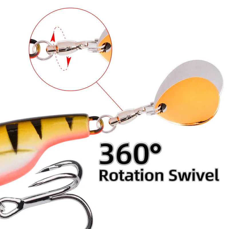 1PCS Metal Spinner Bait Metal VIB Fishing Lure 20g 17g-8g 5g Rotating Tail Vibration Sequins Japan Wobbler Trolling Bait Pesca