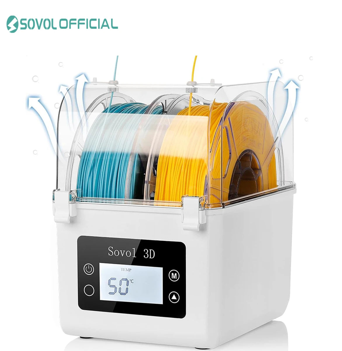 Sovol 2 Rolls Filament Dehydrator Spool Holder Filaments Dry Box for 1.75mm, 2.85mm ABS PLA PETG TPU FDM Material 3D Printer - 3D Printing Accessories from Linloft.