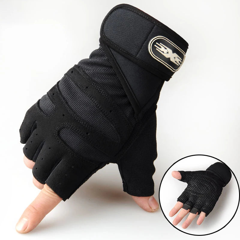 Half Finger Gym Gloves with Wrist Wrap - Fitness & Sporting Equipment from Linloft.