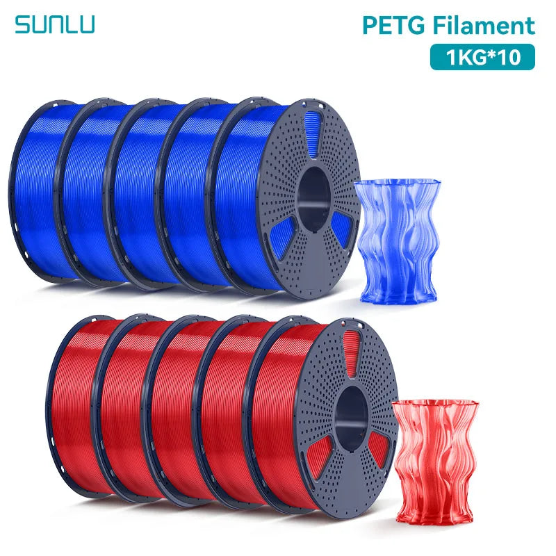 SUNLU PETG Filament 10KG 1.75MM 22LBS No Bubble Odorless Arrange Neatly Good Toughness BIodegradable High Transparency - 3D Printing Accessories from Linloft.