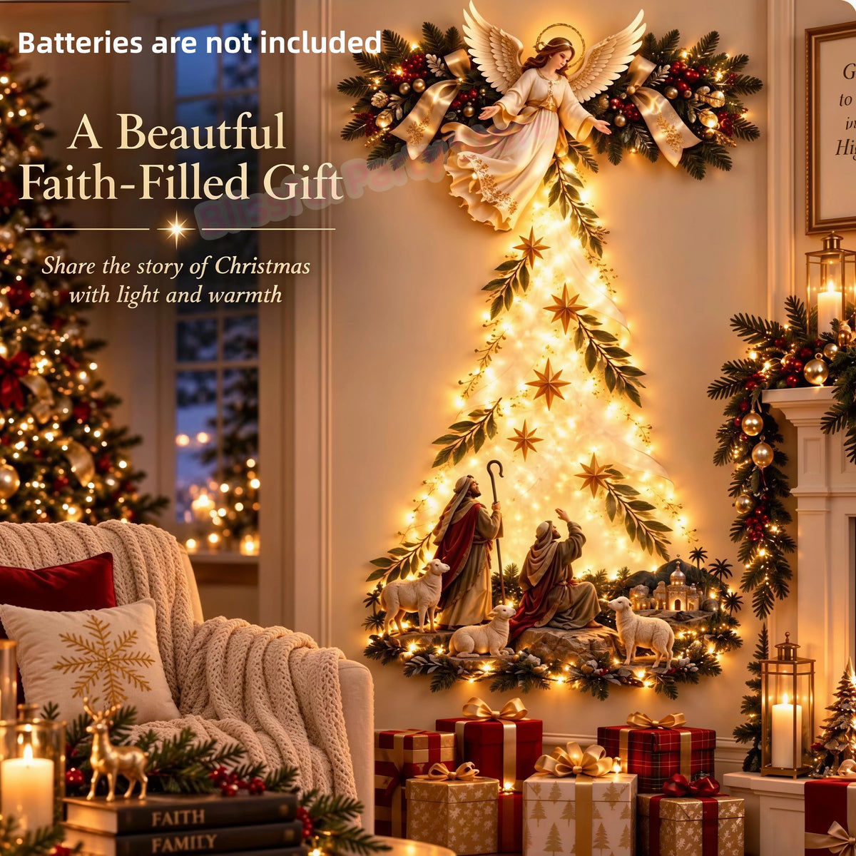 Christmas,Bethlehem Star of Faith,Lighted Nativity Wall Decor,Glowing Christmas Hanging Ornament,LED Light for Indoor Home Decor - Seasonal & Holiday from Linloft.