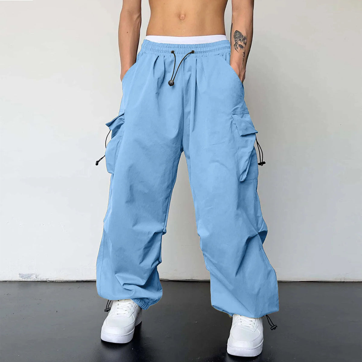 Harajuku Oversized Cargo Parachute Pants For Men Y2k Hip Hop Wide Leg Pants Joggers Streetwear Vintage Baggy Casual Sweatpants - Apparel & Accessories from Linloft.