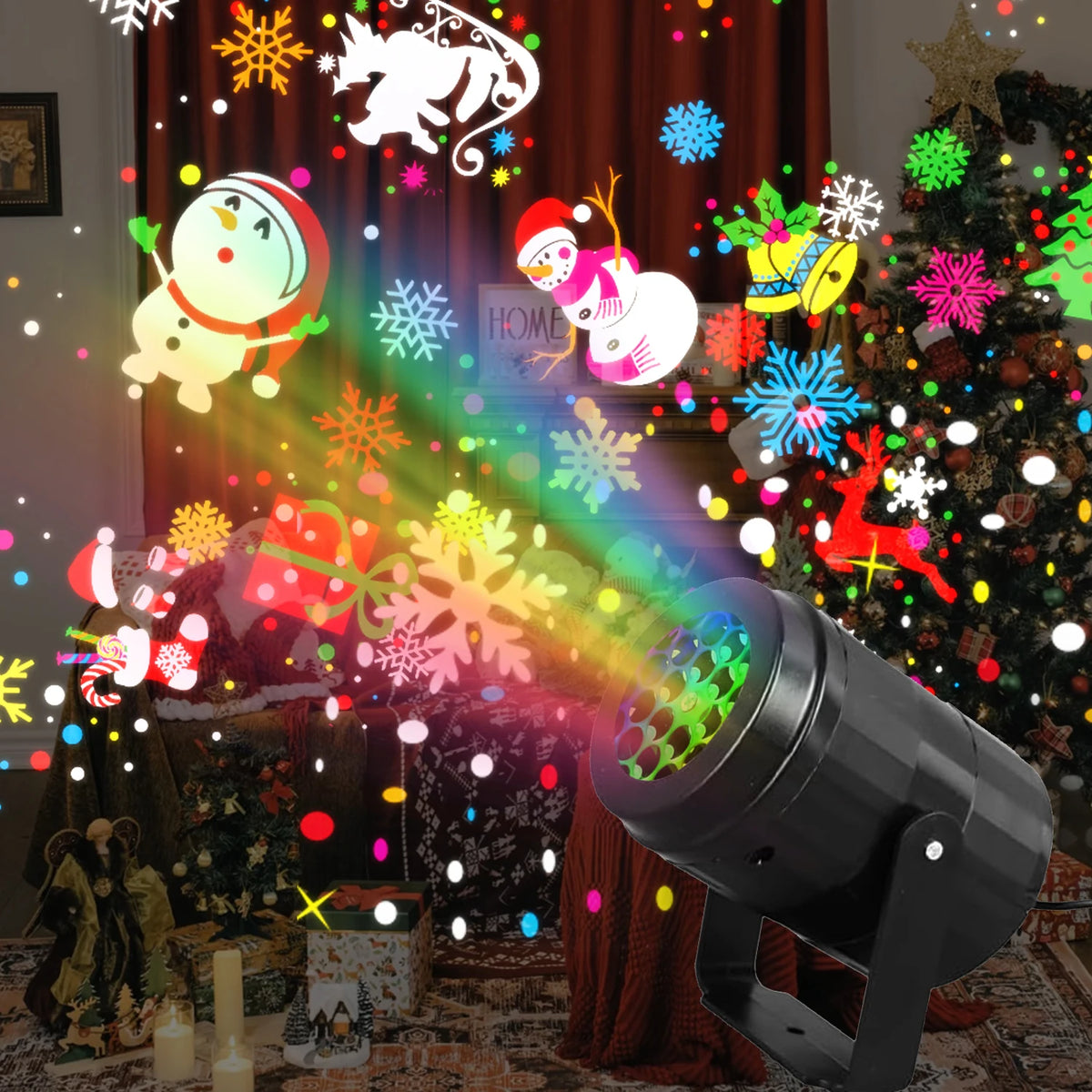 LED Christmas Projector with 16 Patterns - String & Fairy Lights from Linloft.