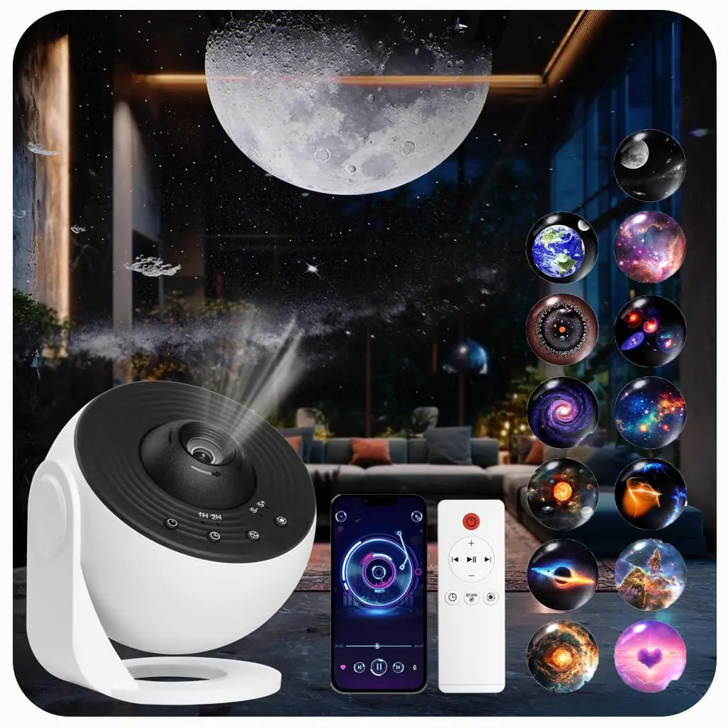 Galaxy Projector for Bedroom Pro Version HD 12 in 1 Film Discs Star Projector Galaxy Light Planetarium Projector with Timer White Noise 360 ° Rotation Bluetooth Remote Control - Home Lighting from Linloft.