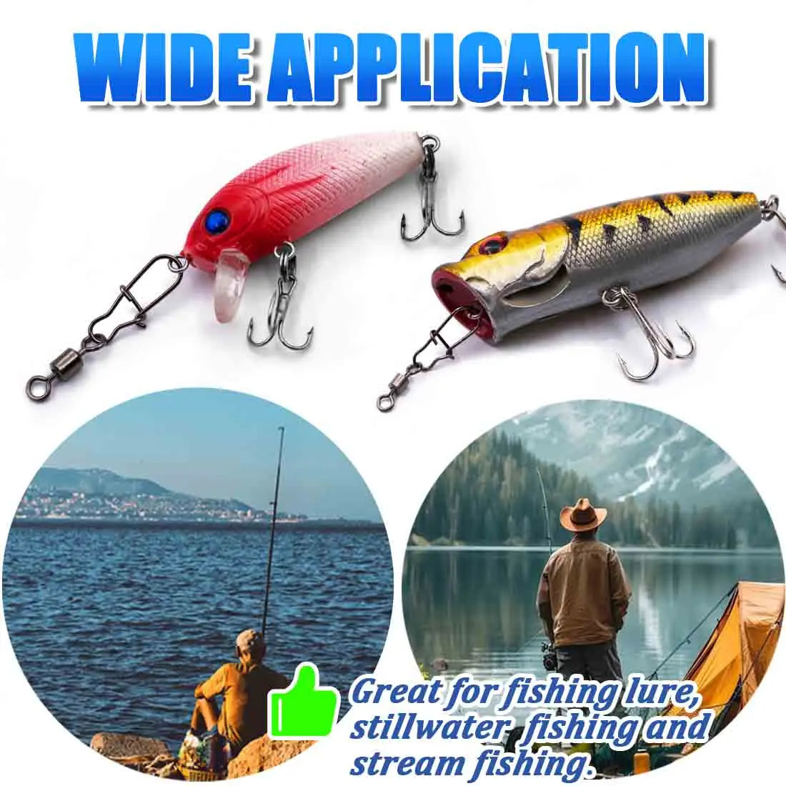 FishTrip Fishing Snap Swivels Rolling Swivels with Duo Lock Snap Stainless Steel Corrosion Resistant Black Nickel Coating