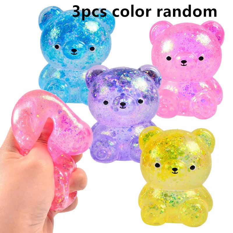 Glitter Gummy Bear Squishy Fidget Toy - Toys & Games from Linloft.