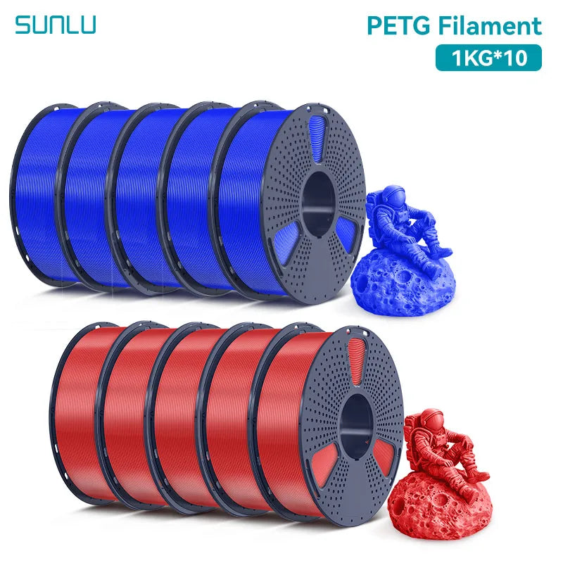 SUNLU PETG Filament 10KG 1.75MM 22LBS No Bubble Odorless Arrange Neatly Good Toughness BIodegradable High Transparency - 3D Printing Accessories from Linloft.