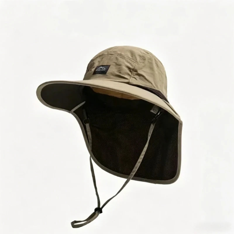 Caps Summer Wide Brim Neck Protection Unisex Bucket Hats Outdoor Visor Quick-drying Panama Sunscreen Tied Fishing Hiking Hat - Fishing Tackle from Linloft.