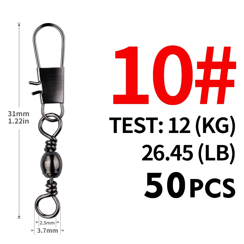 Stainless Steel Rolling Swivels with Snap, 50-Pack - Fishing Tackle from Linloft.