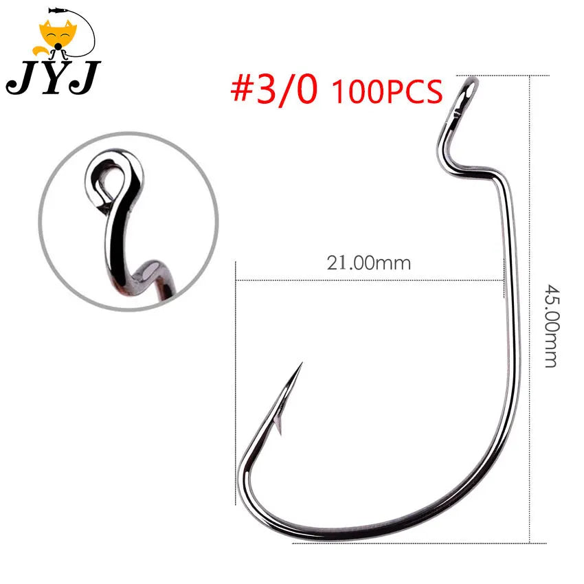 High-Carbon Offset Worm Hooks, 100-Pack - Fishing Hooks from Linloft.