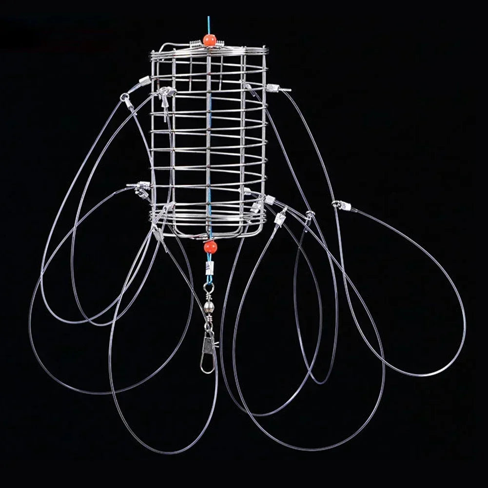 Crab Catching Tool Lure Trap Stainless Steel Bait Cage Fish Cage Feeder Fishing Tackle Suitable Crab Shrimp Crawfish Trap Cage