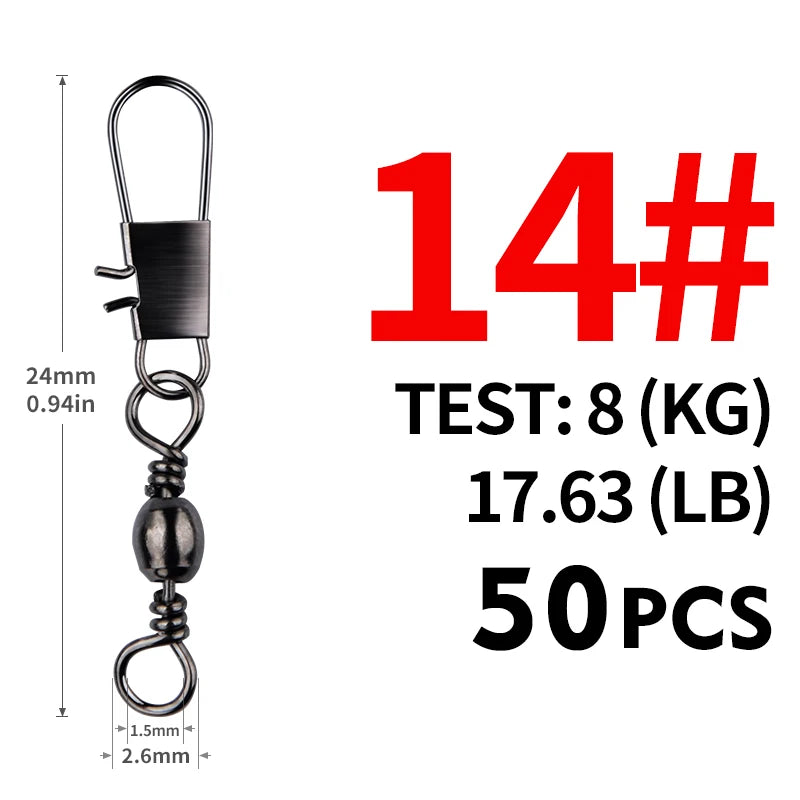 Stainless Steel Rolling Swivels with Snap, 50-Pack - Fishing Tackle from Linloft.