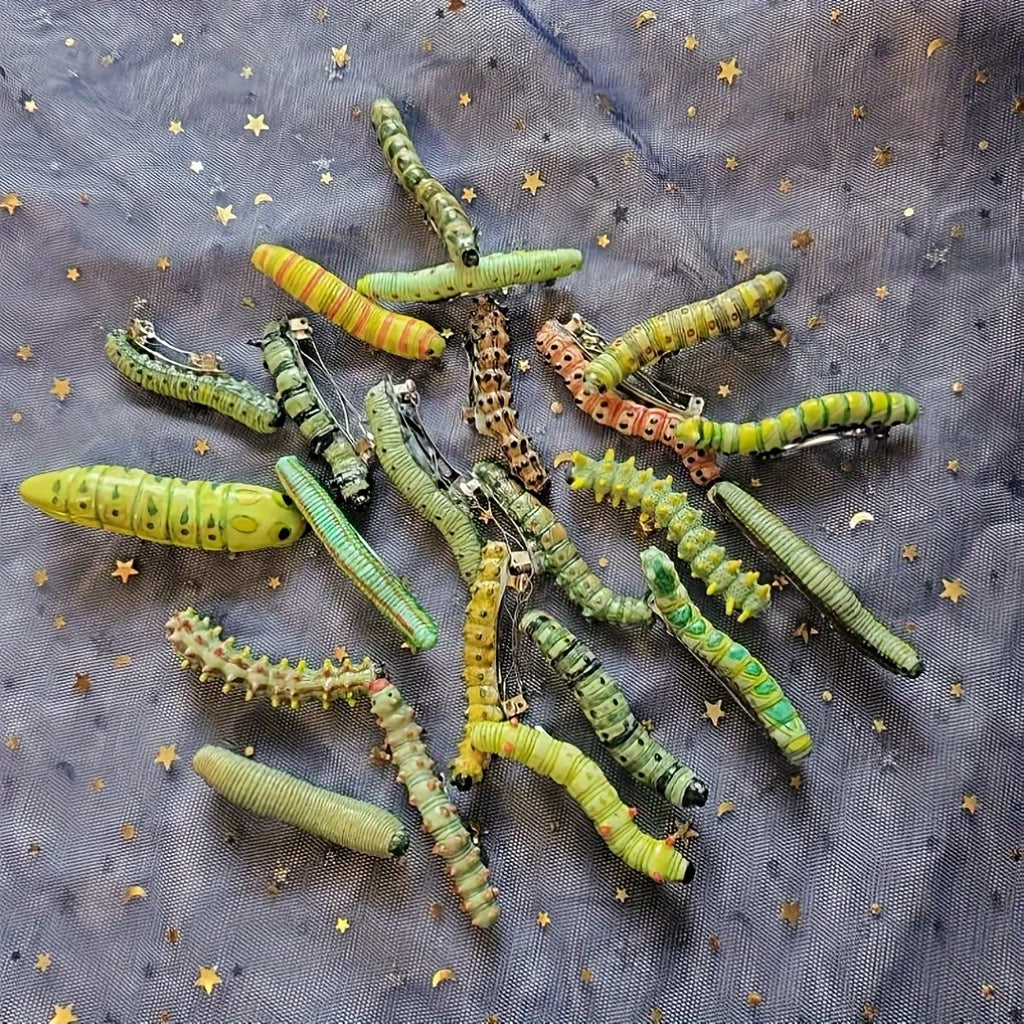 Spooky 6pcs Hair Clips Caterpillar Design Durable Plastic No Battery Required Ideal for Halloween And Prank Parties