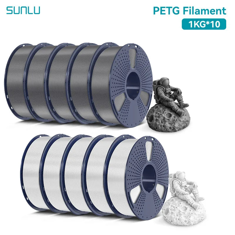 SUNLU PETG Filament 10KG 1.75MM 22LBS No Bubble Odorless Arrange Neatly Good Toughness BIodegradable High Transparency - 3D Printing Accessories from Linloft.