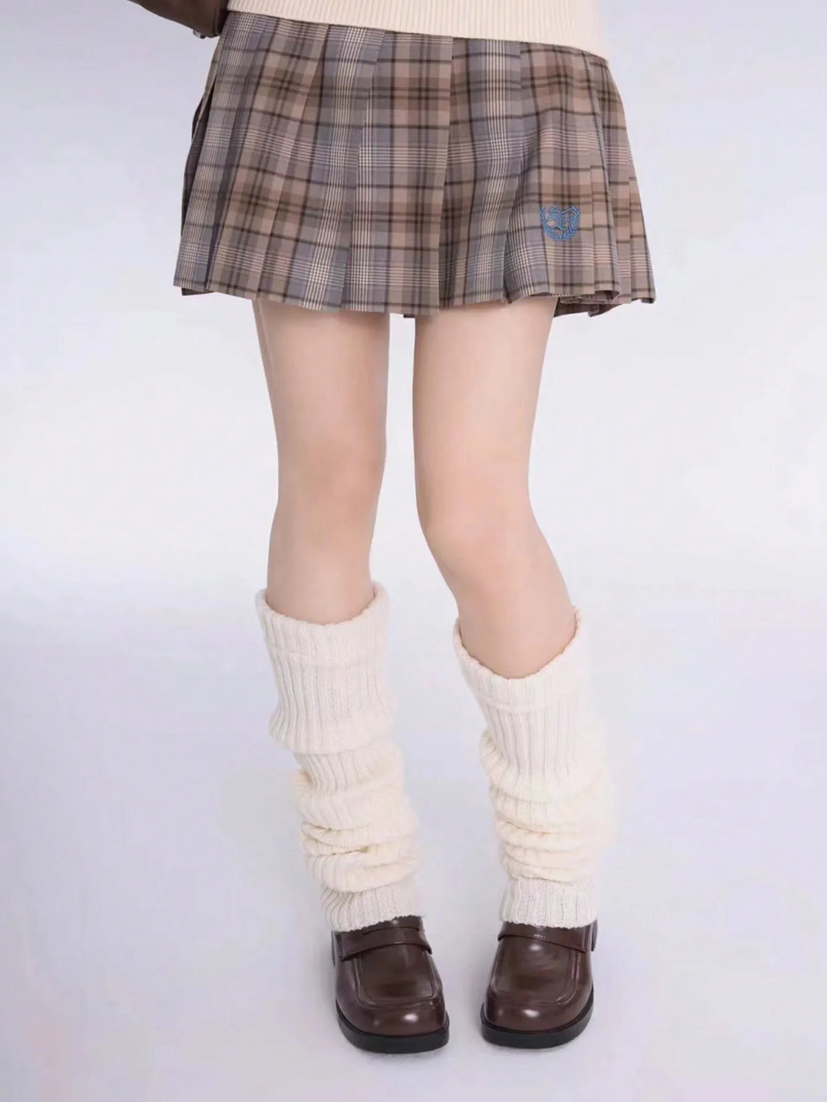 1 Pair Women's Solid Color Vertical Stripe Decorated Sweet And Cute Leg Warmers, Suitable For Spring, Autumn And Winter - Apparel & Accessories from Linloft.