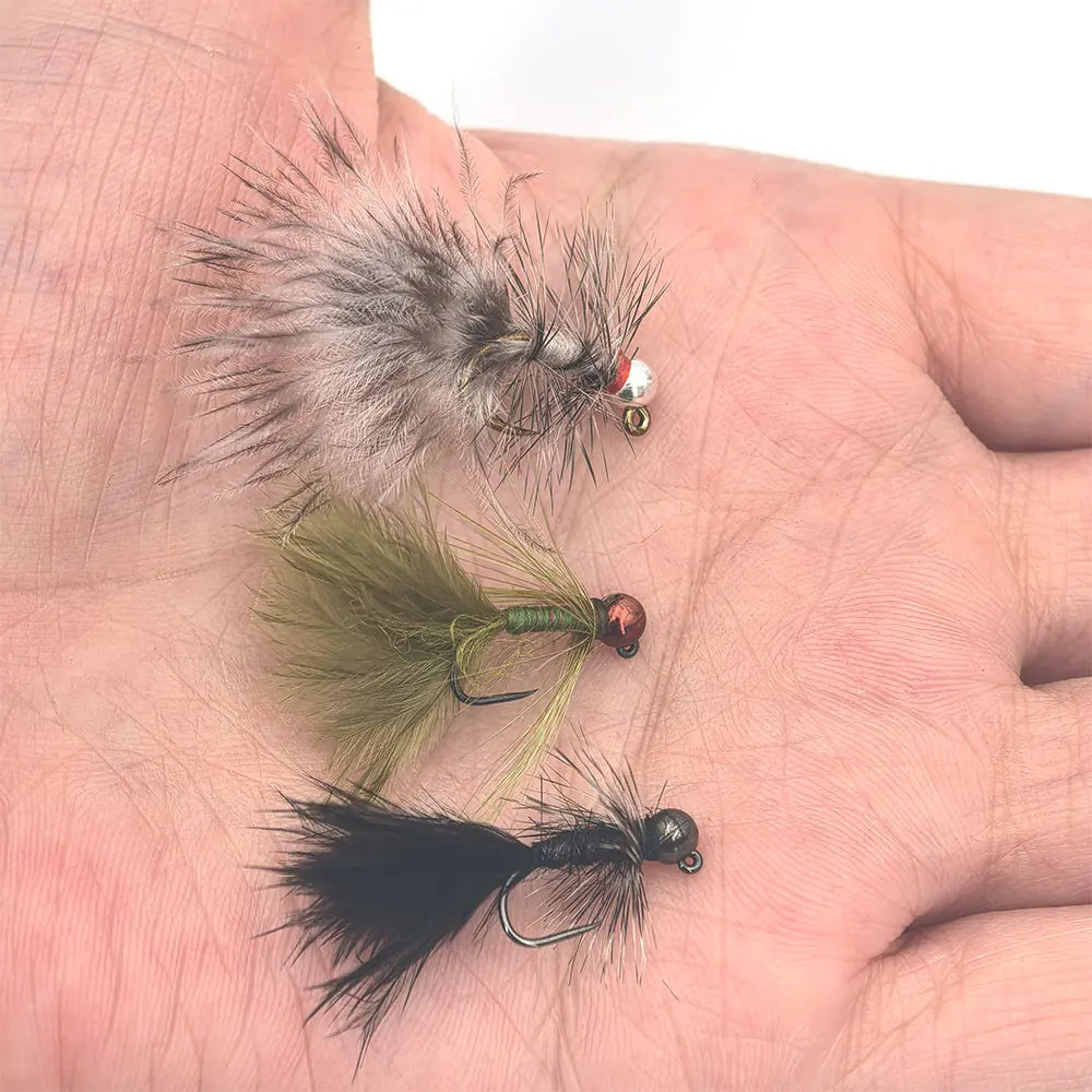 4~6pcs #10 #12 Fast Sinking Tungsten Barbless Jig Woolly Bugger Streamer Barbed Bugger Tan Jig Nymph Fly Trout Bass Fishing Lure