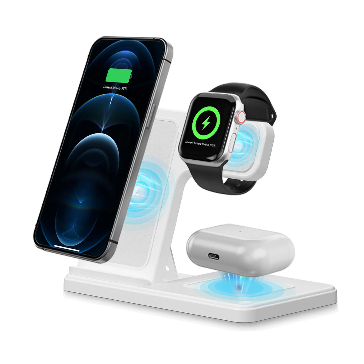 3 In 1 Wireless Charging Station Magnetic Fast Charging 18W Foldable For IPhone 16 15 14 13 12 Pro/Pro Max/Plus/Watch & Airpods