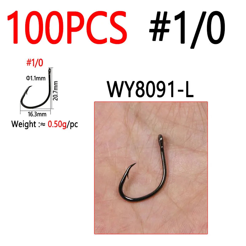 Bimoo 100PCS #1/0~#8/0 Light Offset Circle Fishing Hook For Live Bait Hook Corrosion Resistant Saltwater Freshwater Fishing - Fishing Hooks from Linloft.