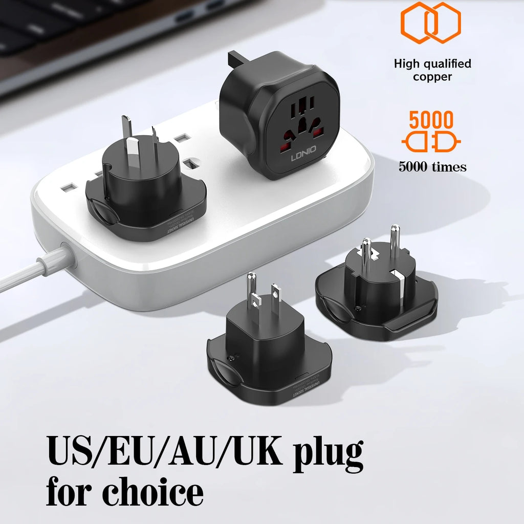 LDNIO UK EU US AU All In One Worldwide Power Socket Travel Converter Universal Travel Adapter 2500W Multi Plug Australian CN KR - Electronics & Accessories from Linloft.